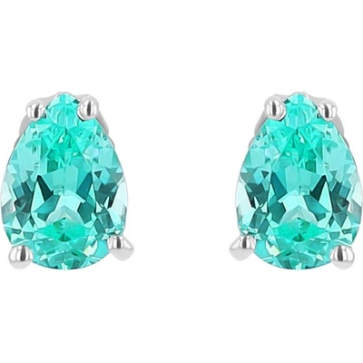 Eppi Zlaté náušnice s pear lab-grown paraiba turmalínom Ida E47102