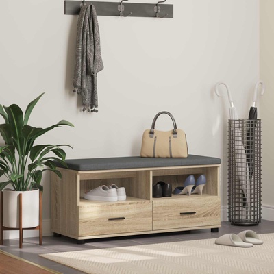 vidaXL Пейка за коридор с възглавница Сонома дъб 100 x 38 x 46 см (891466)