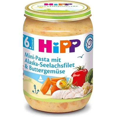 HiPP Mini těstoviny s aljašskou treskou v máslové zelenině 6 x 190 g