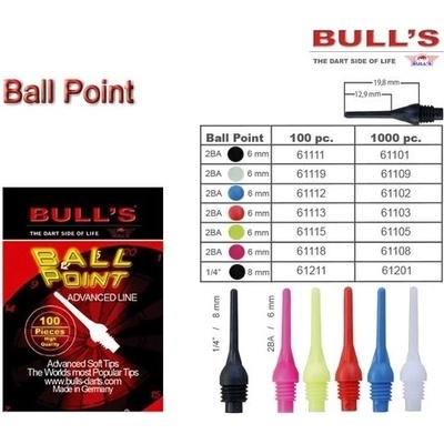 Bull's Hroty s velkým závitem - 1/4 - Ball point 100ks
