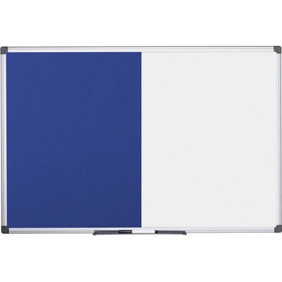 Bi-Office Popisovacia magnetická tabuľa a textilná nástenka, biela/modrá, 900 x 600 mm