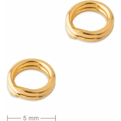 Strieborný spájací dvojitý krúžok pozlátený 5mm č.826 - 10 ks