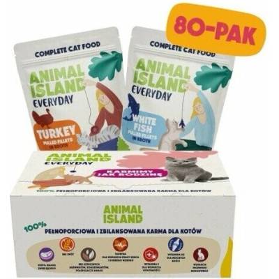 ANIMAL ISLAND Turkey / White fish Fillets in broth 80 x 85 g