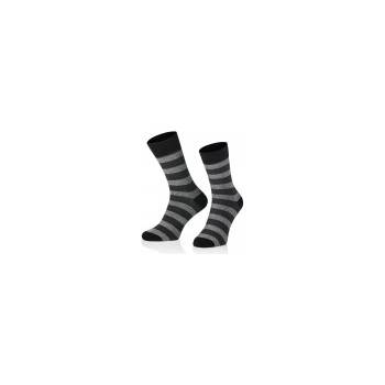 Intenso vysoké elegantní ponožky Pruhy černo-šedé