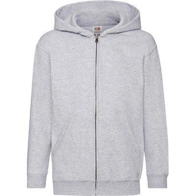 Fruit of the Loom dětská mikina s kapucí Classic Kids Jacket světle šedý melír