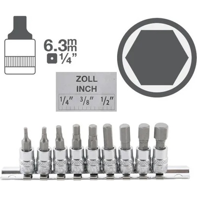 BGS technic Комплект инчови шестограми на вложка 1/4" ; bgs 2749