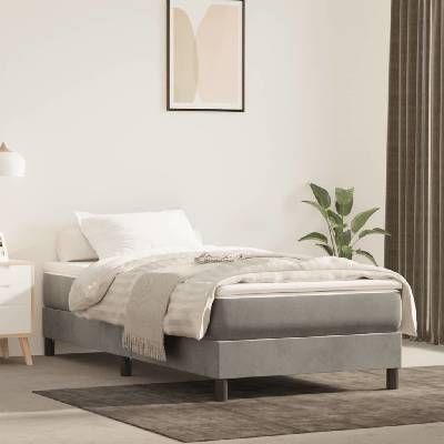 vidaXL 3144316 Boxspring postel s matrací samet / barva světle šedá