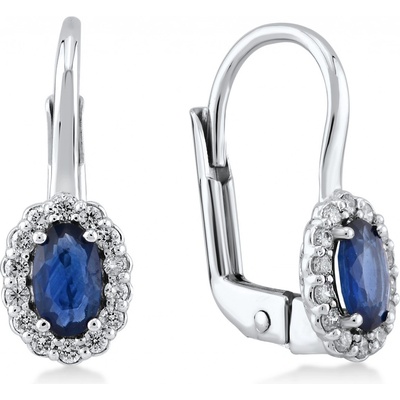 Lillian Vassago Patentové náušnice se safíry a diamanty bílé zlato LLV11-SMEG5730-02-SAF