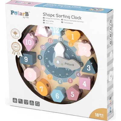 Viga Toys Образователен часовник Viga PolarB - Сортер с елементи за нанизване (44053)