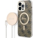 Púzdro Guess 4G MagSafe + bezdrôtová nabíjačka iPhone 14 Pro Max, hnedé