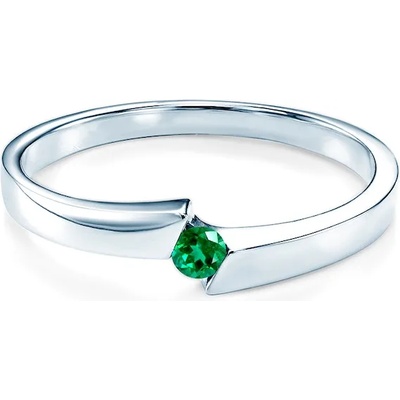 SAVICKI Годежен пръстен Minimalism: бяло злато, смарагд