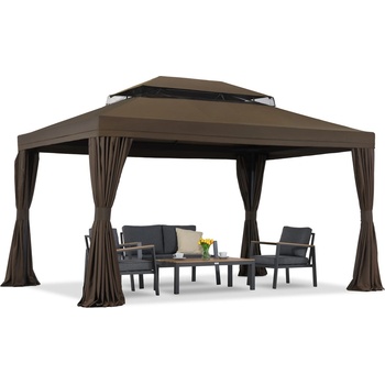 Garden Point Кафяв градински павилион със завеси Valencia 3x4m Garden Point (GAP1135)