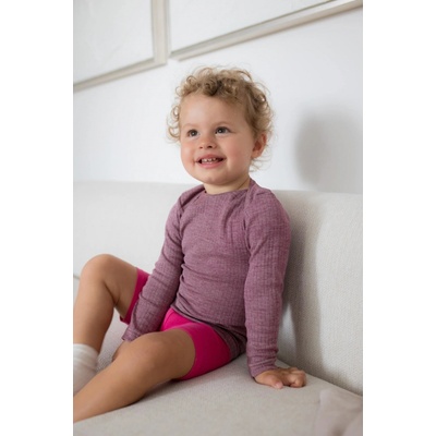 Dětské triko s dlouhým rukávem z merino vlny bavlny a hedvábí vínový melír Cosilana – Sleviste.cz