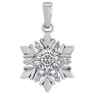 SILVEGO Strieborný prívesok snehová vločka so Swarovski Zirconia JJJP0811