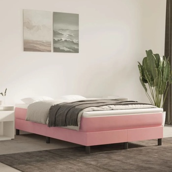 vidaXL Боксспринг легло с матрак, розово, 120x200 см, кадифе (3144326)