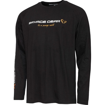 Savage Gear Triko Signature Logo Long Sleeve T Shirt Black Caviar