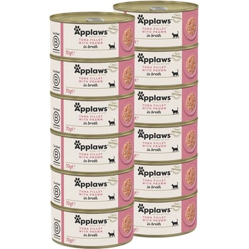 Applaws Консерва за котки с риба тон и скариди в бульон 12 x 70 г