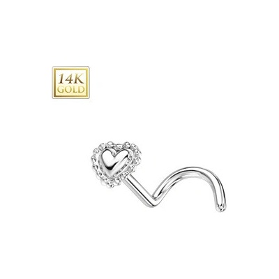 Šperky4U zlatý piercing do nosu srdíčko ZL01243-WG