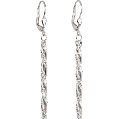 Evolution Group strieborné náušnice visiace s kryštálmi Swarovski bielej 31128.1