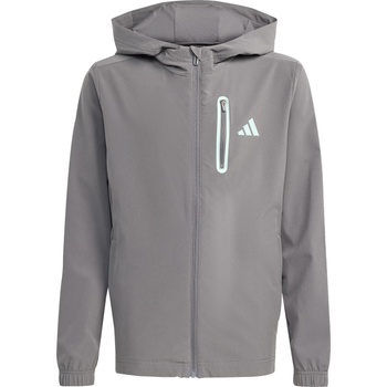 Adidas Детско яке за тренировка adidas Kid's Hooded Tech Woven Jacke Training jacket - Grey Four / Tactile Green - размер 128 (EU) (704-6097-0211)