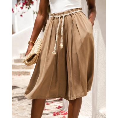 Fashionweek dámské viskózové culotte kraťasy s páskem v boho stylu K2099 černá