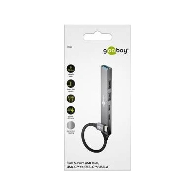 Goobay Slim 5-Port USB Hub USB-C to USB-C/USB-A USB 3.2 Gen1 (grey)