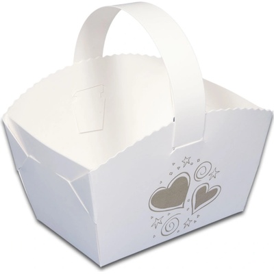 Hit office Svatební košíček na koláčky se srdíčky 50 ks - Svatební košíčky na koláčky, výslužky – Zboží Dáma