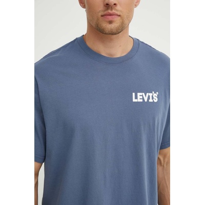 Levi's Памучна тениска Levi's в синьо с принт (16143)