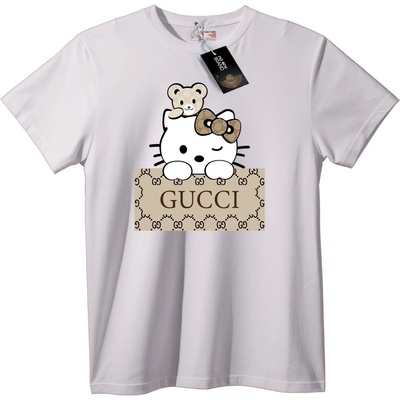 NOONEBRAND Тениска Hello Kitty Gucci Мече - 5XL, White