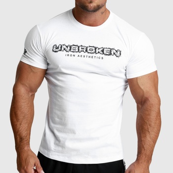 Iron Aesthetics pánske fitness tričko Unbroken biele