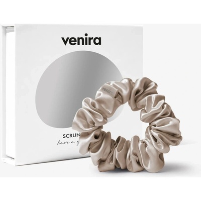 VENIRA scrunchie hodvábna gumička, karamelová karamelová