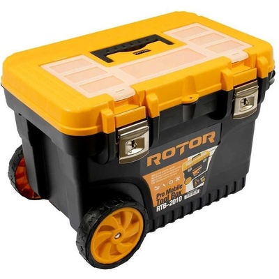 ROTOR Кутия за инструменти пластмасова, 625x400x420, 105 л, ROTOR RTB-2010, с метални закопчалки и колела (ET14815)