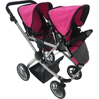 Детска количка за близнаци - розово/черно