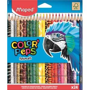 Maped Комплект цветни моливи, триъгълни, MAPED "ColorPeps Animal", 24 различни цвята 832224FC (832224FC)