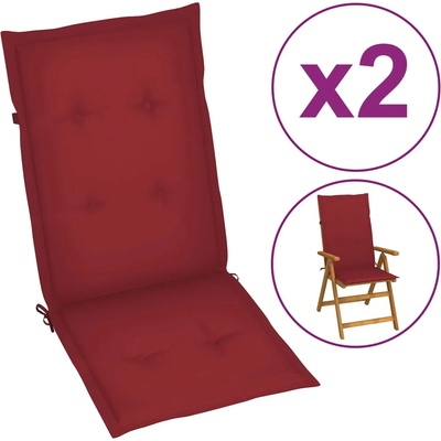 vidaXL Възглавници за стол 2 бр виненочервени 120x50x3 см плат (314113)