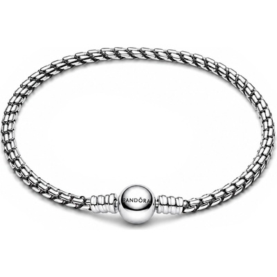 Pandora Stříbrný náramek na přívěsky s černou šňůrkou Moments 593816C02 20 cm