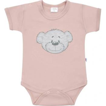 Dojčenské bavlnené body s krátkym rukávom New Baby BrumBrum old pink grey Ružová