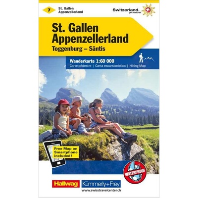 mapa St.Gallen, Appenzellerland,Säntis 1:60 t. (č.7) voděodolná