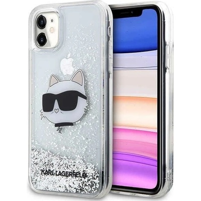KARL LAGERFELD Кейс Karl Lagerfeld KLHCN61LNCHCS за iPhone 11/ XR, сребрист / сребрист, твърд, Glitter Choupette Head (KF001535-0)
