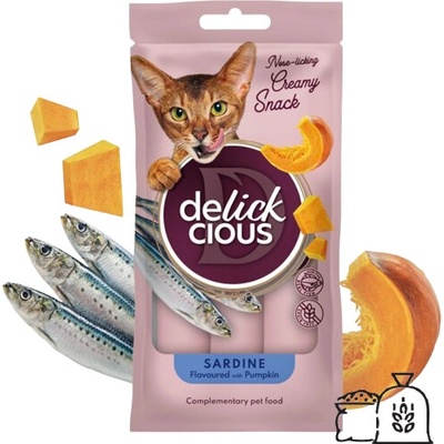 Delickcious cat Krémová pochúťka so sardinkami a tekvicou 4 x 15 g