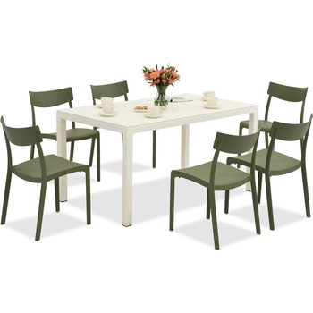 BICA Комплект градински мебели King/Provence в бяло и зелено за 6 души Bica (BC440BL-6xBC308ZIE)
