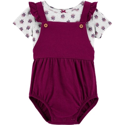 Carter's Set 2dielny tričko kr. rukáv nohavičky na traky Purple Flowers dievča