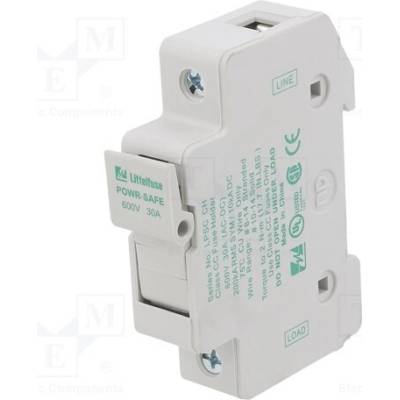 LITTELFUSE LPSC0001Z Zásuvka; 10,3x38mm; na přípojnici DIN; 30A; 600V; Póly: 1; bilá
