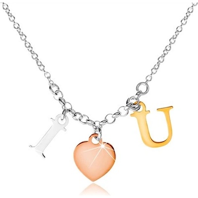 Šperky eshop Stříbrný nápis I LOVE U ve třech barevných odstínech SP46.02