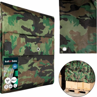 Tarpaulin plachta Khaki 3x4 m, 80 g/m, zakrývacia, oliva/kamufláž