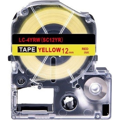 Compatible Epson LK-4YRN, SC12YR, 12mm x 9m, червен печат / жълт фон, съвместима лента (LKSC12YR)
