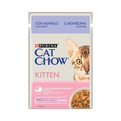 CAT CHOW Krmivo pre mačiatka s jahňacím mäsom a cuketou v omáčke 85 g
