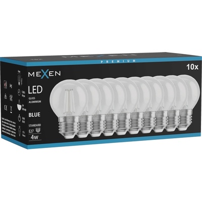 Mexen Vintis 10x LED филaментна крушка E27, G45, 4W, 55 lm, синя - L156-E27-04XX-47x10 (L156-E27-04XX-47x10)