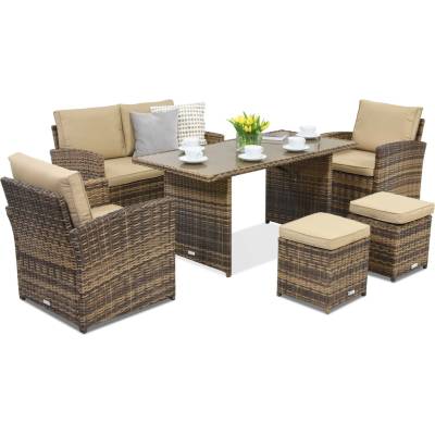 Garden Point Градински мебели Monaco Apetito 4+2 пуфа Garden Point кафяви (GAP249-4PU)