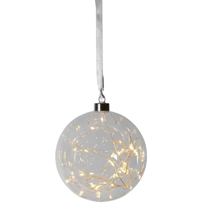 Star trading Sklenená LED guľa Glow 40x LED